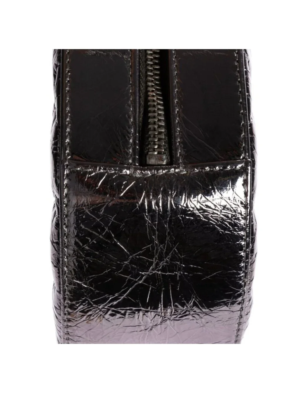 Chanel Round Bracelet Crossbodymetallic Greycrinkled Metallic Quilted Calfskin